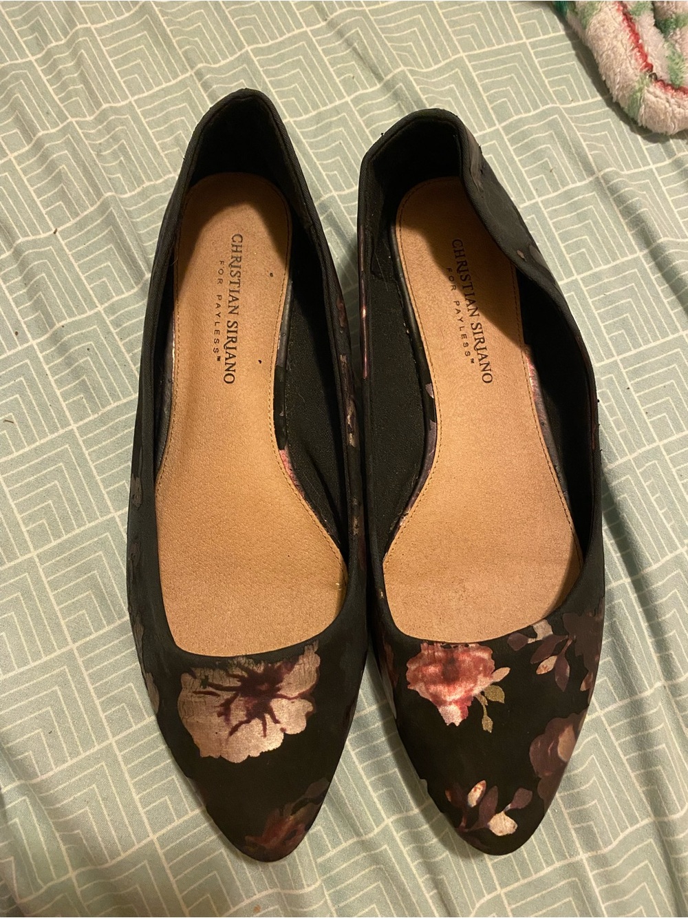 Christian Siriano Black Floral Pointed Ballet Flats
